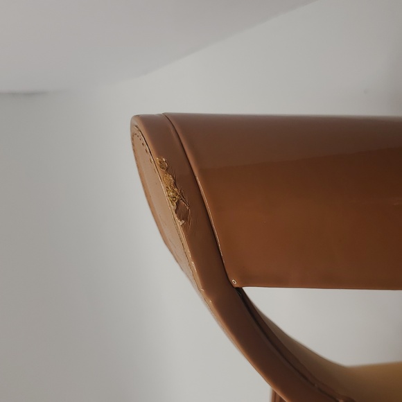 Liliana Womens Elegant Tan Patent Leather Platform Heels Sz 8 Slip On Mules Chic - Picture 12 of 15